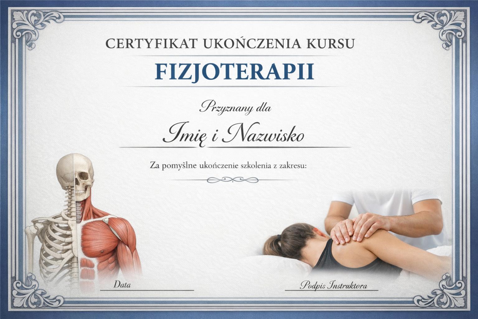 Zdjęcie: certyfikat ukończenia kursu fizjoterapeutycznego